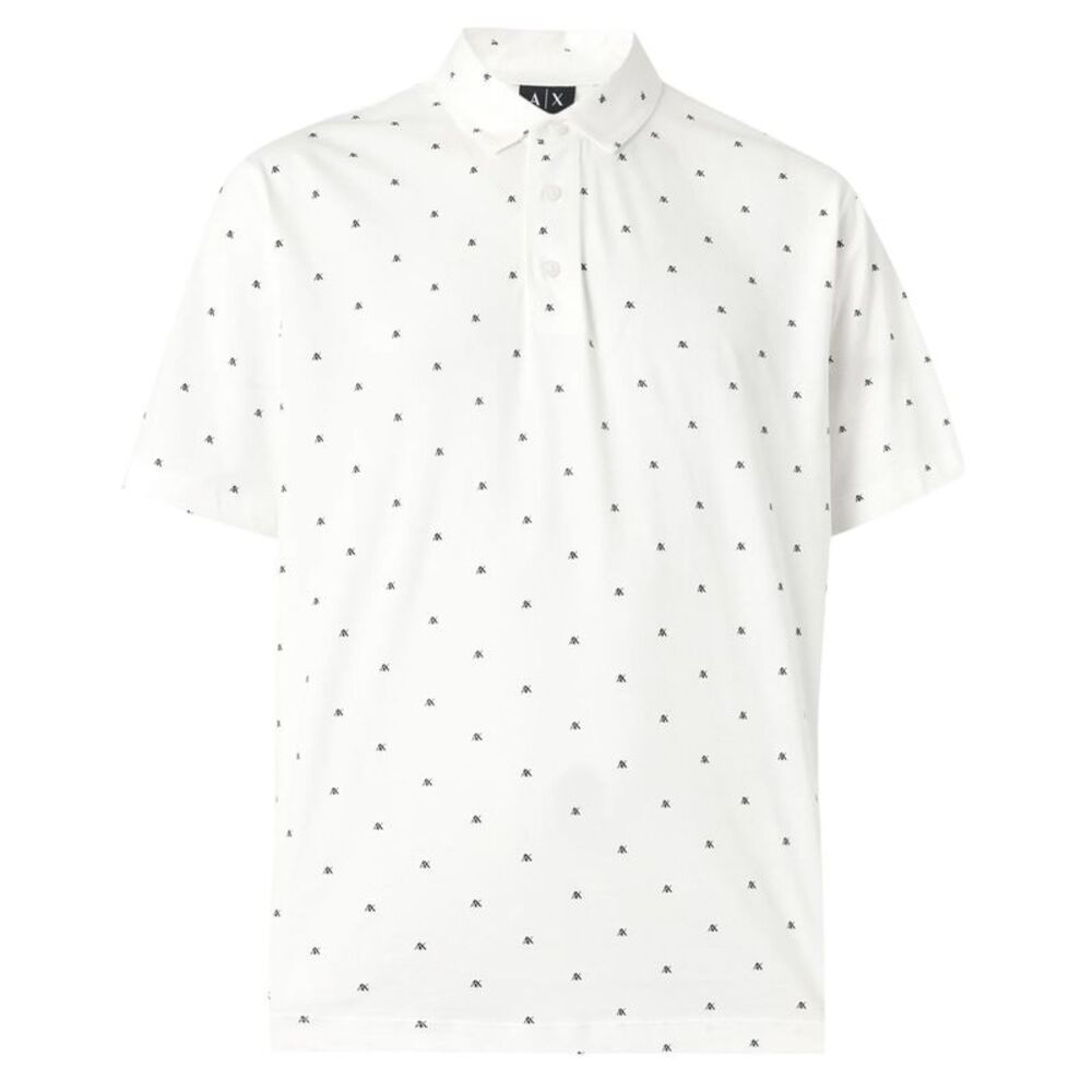 Armani Exchange Mens Logo Regular Short-Sleeved Polo Shirt / White